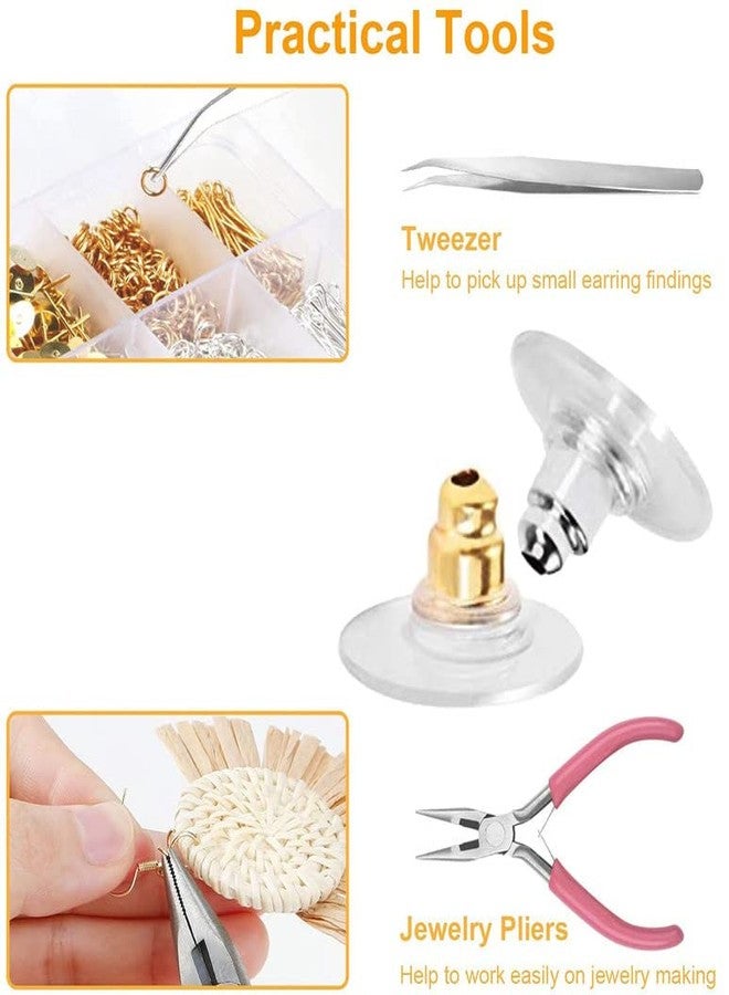 DIY Crafts 500 Gram, Dull Silver, Earring Making Kit, Earring Making Supplies Earring Hooks, Earring Posts, Earring Backs, Jump Rings, Eye Pin Jewelry Pliers Tool (500 Gram, Dull Silver) - Image 3